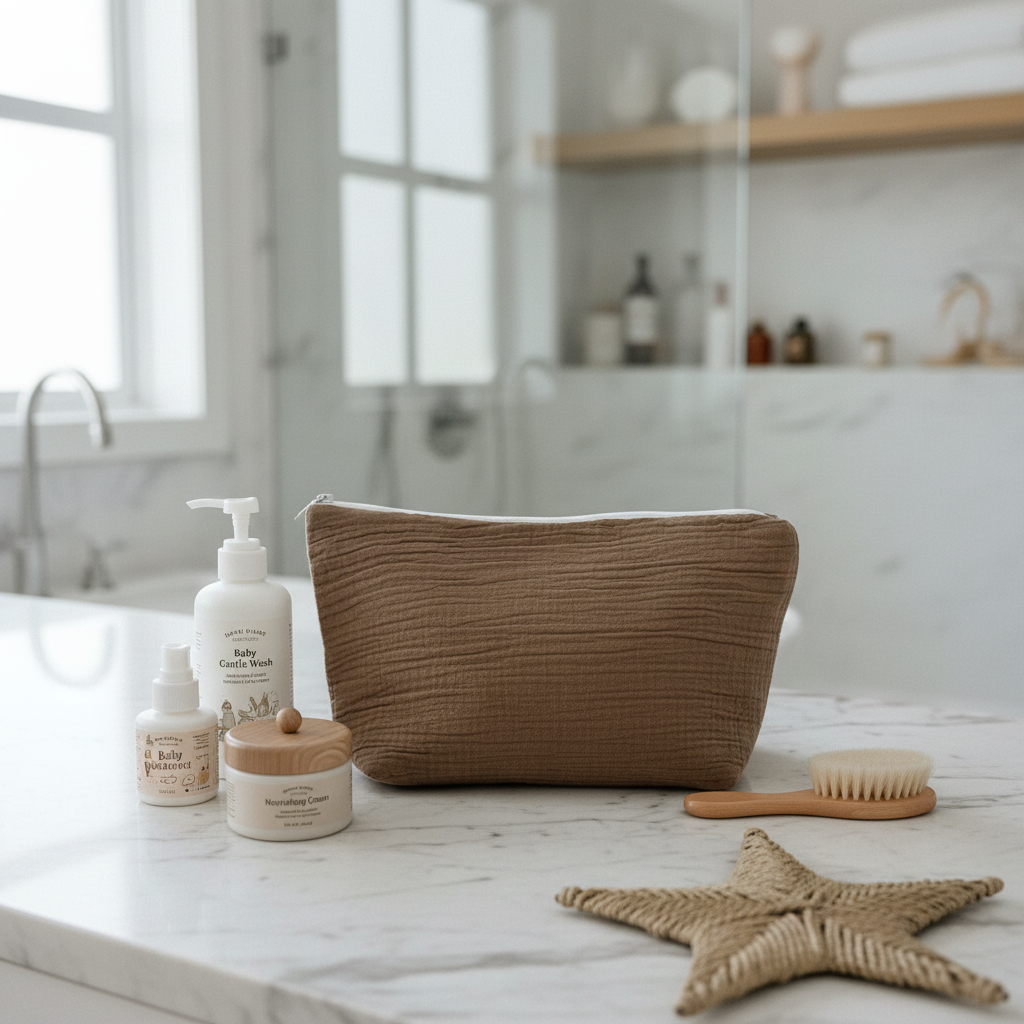 Trousse pour le nécessaire des petits et des grands en coton - pratique et douce