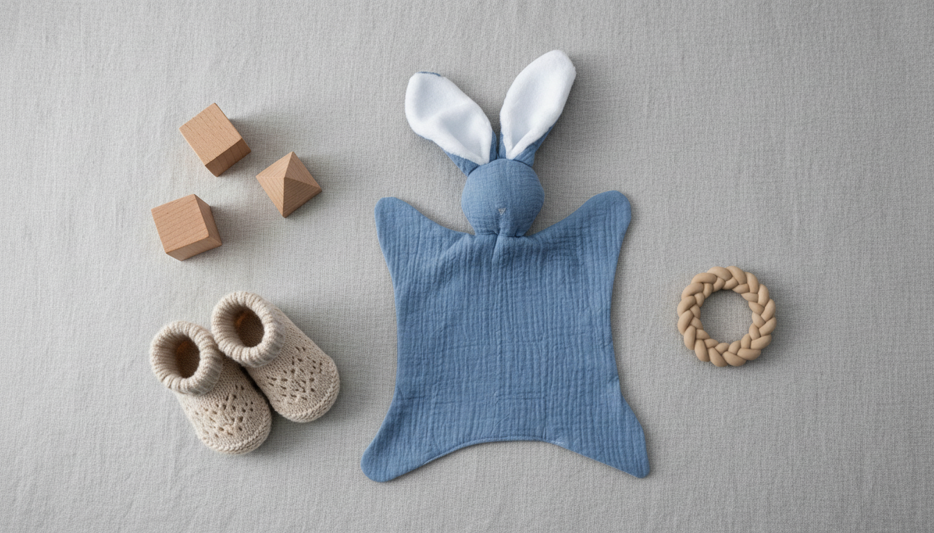 Lapin câlin - doudou en gaze de coton