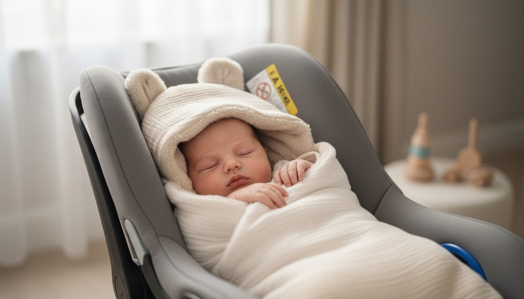 Nid d’ange ultra doux en gaze de coton doublé polaire - ourson