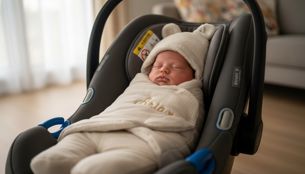 Nid d’ange ultra doux en gaze de coton doublé polaire - ourson