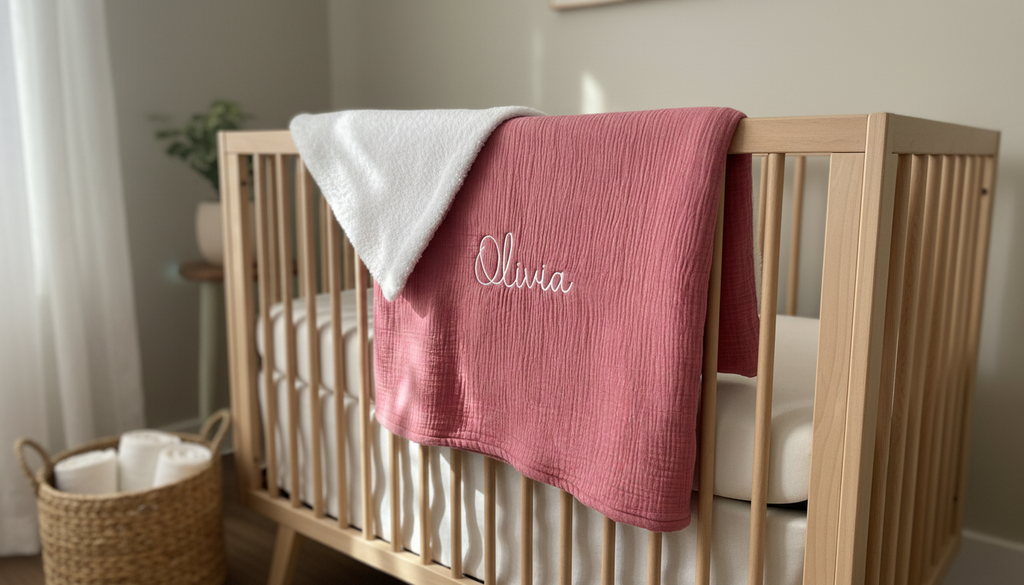 Couverture bébé "nuage de douceur" - polaire et gaze de coton