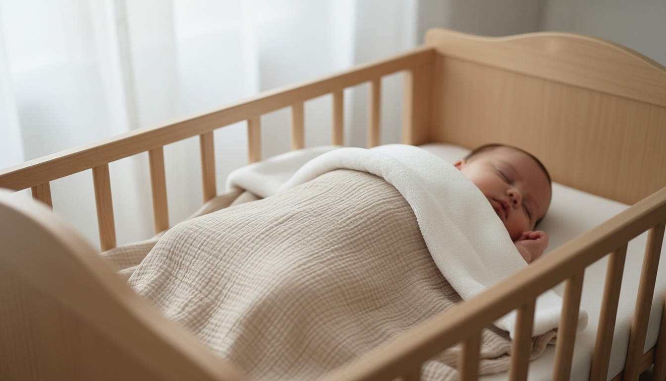 Couverture bébé "nuage de douceur" - polaire et gaze de coton